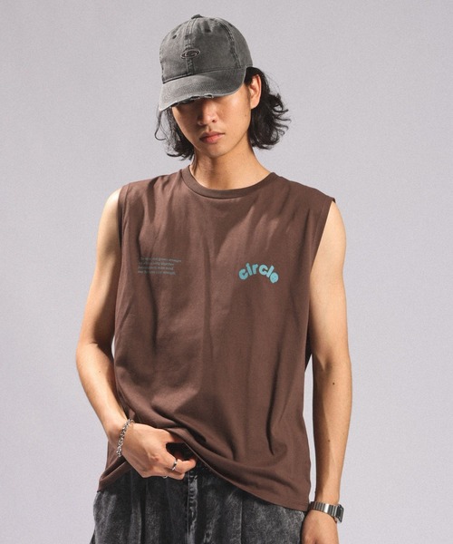 tシャツ 速乾 「接触冷感/吸水速乾」BLURRED CIRCLE LOGO SLEEVELESS TEE/ボカシサークルロゴノースリＴシャツ メンズ | RAGEBLUE | 23