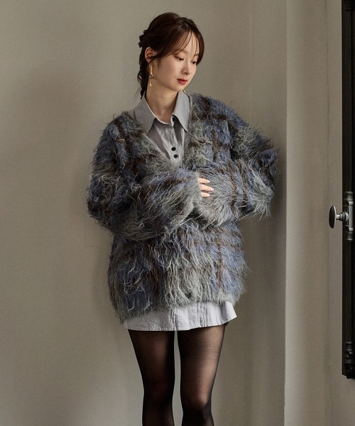 mideal（マイディール） カーディガン design pattern shaggy cardigan