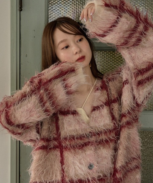 mideal（マイディール） カーディガン design pattern shaggy cardigan 
