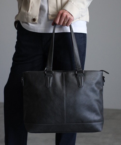 トートバッグ 「グッシオ ウォーモ」PUレザー　２WAYシンプルトートバッグ メンズ レディース | GUSCIO UOMO | 22