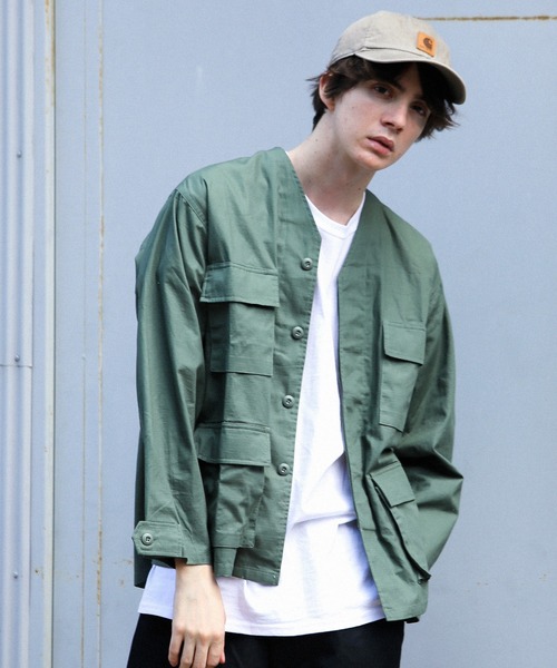 ジャケット ノーカラージャケット Revo ノーカラー ミリタリージャケット シャツジャケット Zozotown 通販 Paypayモール