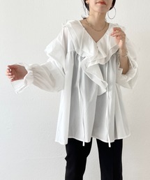 フリルチュニック wee9s ブラウス シャツ big collar frill blouse / 付け襟風