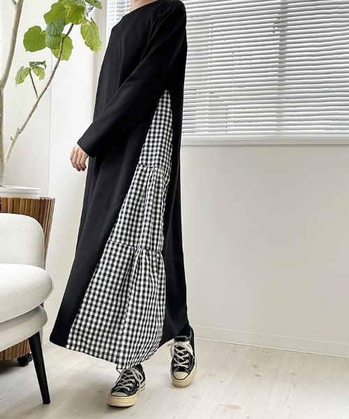 ブラックロングワンピース 長袖 バックジッパー ワンピース バックスリット切替ロングワンピ 長袖 : ZOZOTOWN Yahoo!店