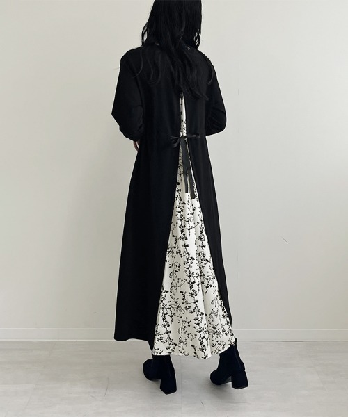 ブラックロングワンピース 長袖 バックジッパー イエナ ロングワンピース IENAイエナ ブラック ロングワンピース 長袖