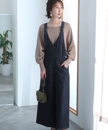 ElegChic サロペット オーバーオール カシュクールデニムサロペット