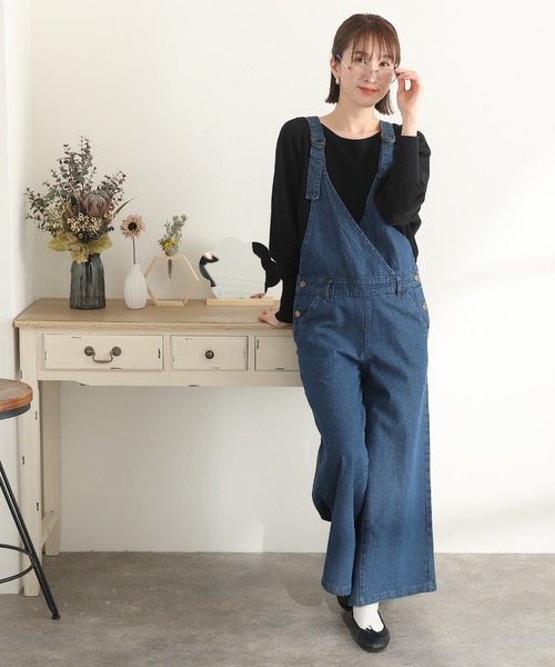 ElegChic サロペット オーバーオール カシュクールデニムサロペット