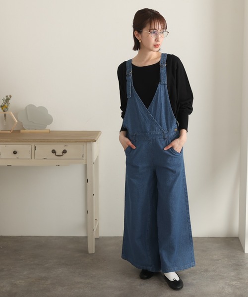 ElegChic サロペット オーバーオール カシュクールデニムサロペット