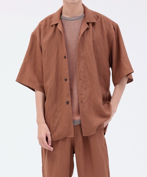 ARCH&LINE ジャケット+パンツ+シャツ 3点セット 115c〜125cm 環境配慮素材》LINEN/RAYON OPEN COLLAR SHIRT 接触冷感