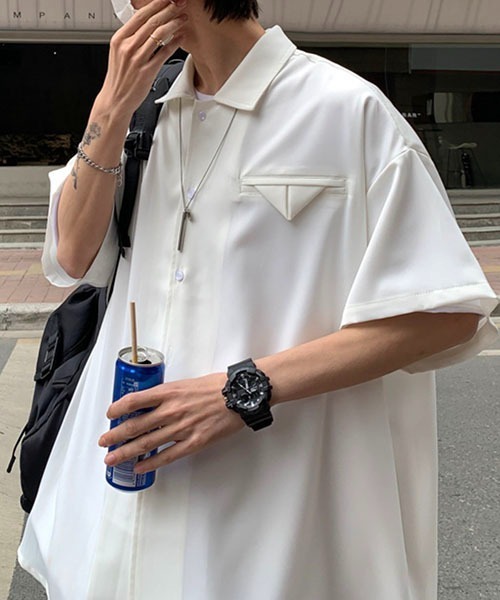 オープンカラーシャツ ikka シャツ バイカラーオープンカラーシャツ メンズ : ZOZOTOWN