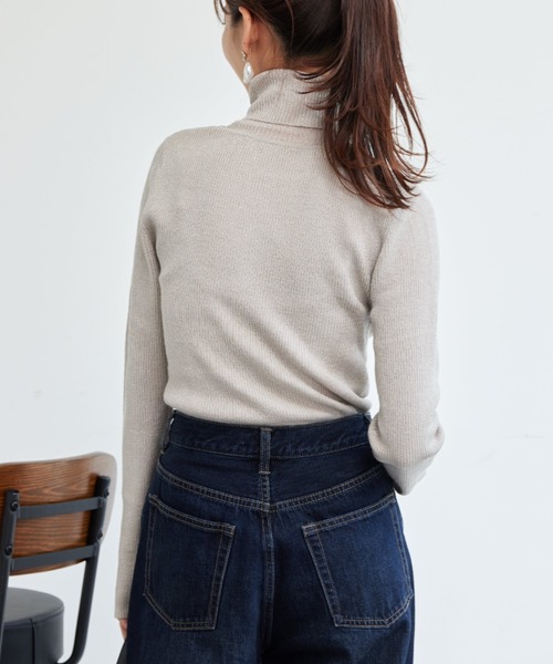 美品】JIL SANDER カシミヤ混ラメタートルネックセーター ニット