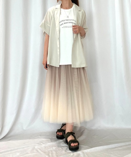 Q ロング スカート グラデーションチュールスカート : ZOZOTOWN Yahoo