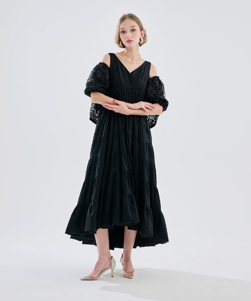 良品◆ジェンヌ　ラグジュアリーレーススリーブ　黒　ブラック1854 ニット セーター ラグジュアリーレーススリーブ レディース