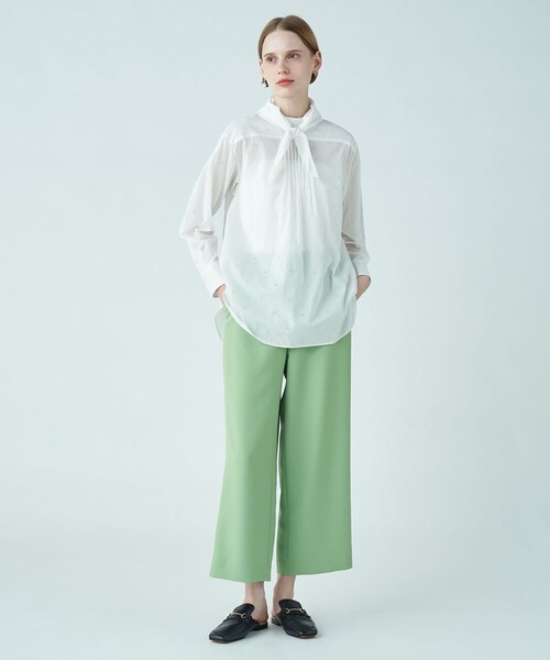 Ballsey ブラウス シャツ Bモチーフエンブロイダリー スタンド