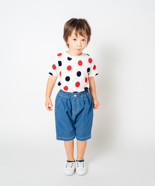 moujonjon（ムージョンジョン） tシャツ 水玉ジャガード半袖Tシャツ