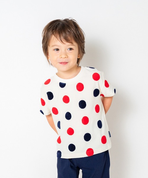 moujonjon（ムージョンジョン） tシャツ 水玉ジャガード半袖Tシャツ