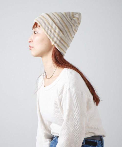 [UNIVERSAL CHEMISTRY] Cat Knit Stripe Beanie ★RIIZE 着用 White brushed mohair beanie with stripes | Marni