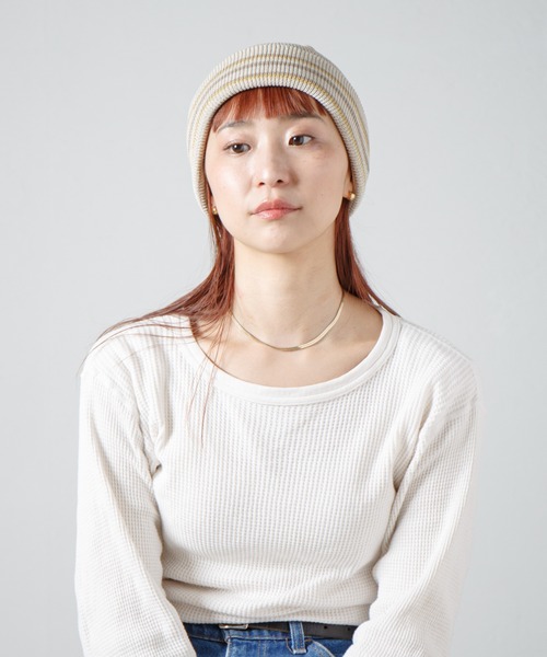 [UNIVERSAL CHEMISTRY] Cat Knit Stripe Beanie ★RIIZE 着用 Japanese Paper Blend Multi Stripe Knit Beanie / 和紙混紡