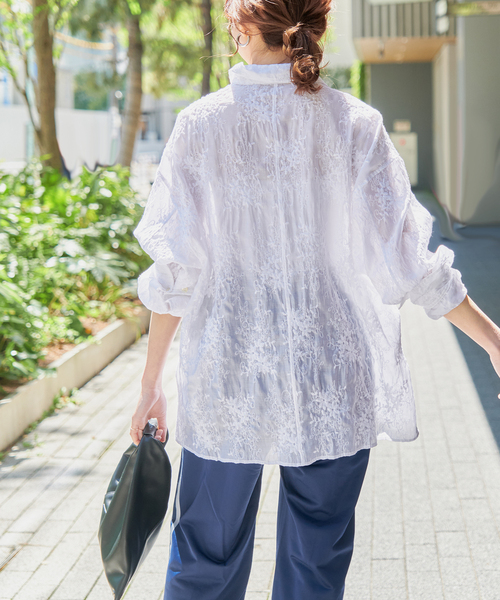 Spick and Span　スピック＆スパン　エンブロイダリースリーブブラウス Spick & Span エンブロイダリースリーブブラウス