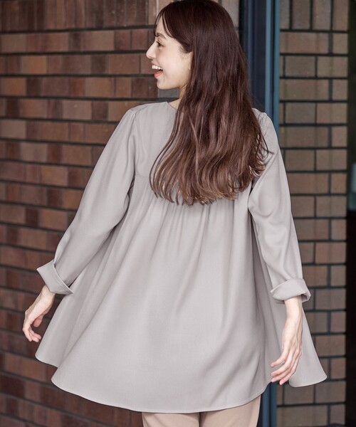 Pheetaチュニックブラウス Tiaclasse ブラウス シャツ フロントタックバックギャザーフレア