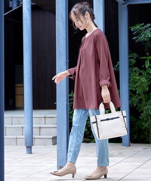 美品ドアーズオーバーサイズゆったり春夏フロントタックチュニック 