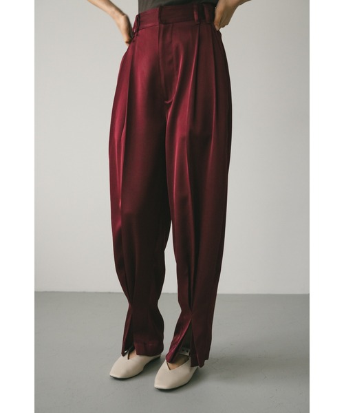 mnml レッド スリット入りパンツ Sサイズ STYLEMIXER（スタイルミキサー） パンツ サテンスリットパンツ
