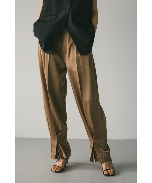 【saguradafamilia】スリットフィットパンツ　Mサイズブラウン STYLEMIXER パンツ サテンスリットパンツ レディース : ZOZOTOWN