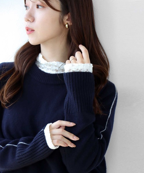 Jines tシャツ ストレッチフラワーレース インナータートル