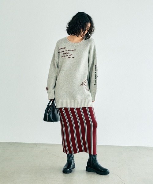 LEPSIM（レプシィム） スカート 12ゲージストライプニットスカート