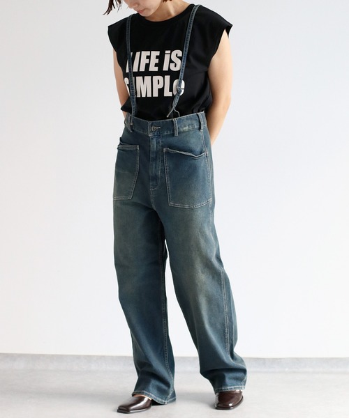 HELLO LUPO サスペンダー付きデニムパンツ 6/7 cepo ジーンズ デニム デニムパンツ マルチワークサスペンダー
