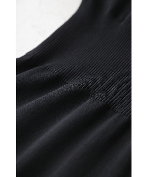 cawaii ワンピース ウエストマークリブのニットミディアムワンピース