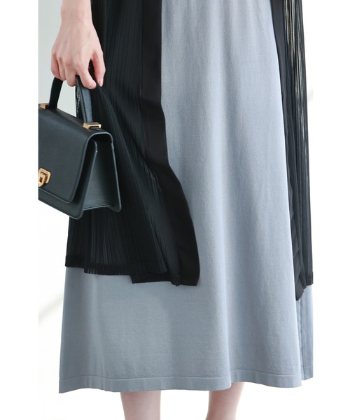 cawaii ワンピース ウエストマークリブのニットミディアムワンピース