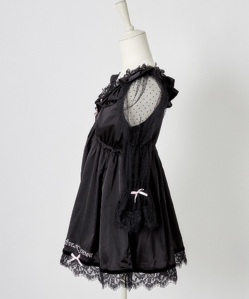 AVENCHUMU ワンピース Dot tulle ＆ ribbon satin babydoll