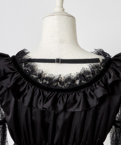 AVENCHUMU ワンピース Dot tulle ＆ ribbon satin babydoll