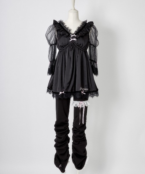 ワンピース AVENCHUMU Dot tulle&ribbon baby doll AVENCHUMU ワンピース Dot tulle ＆ ribbon satin babydoll