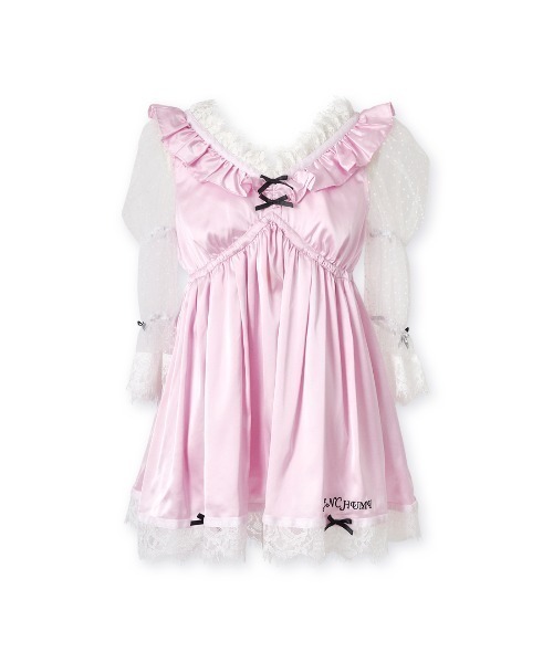 ワンピース AVENCHUMU Dot tulle&ribbon baby doll AVENCHUMU ワンピース Dot tulle ＆ ribbon satin babydoll