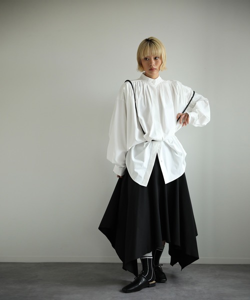 ブラウス シャツ 「moyo」ビッグシルエット　プリーツシャツ レディース