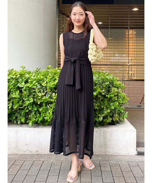 【美品・40％オフ】LAGUNAMOONストライプメッシュニットワンピース LAGUNAMOON ワンピース ストライプメッシュニットワンピース