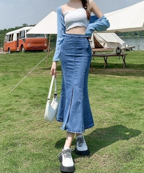 SEU デニムスカート レディース ハイウエスト デニムマーメイド