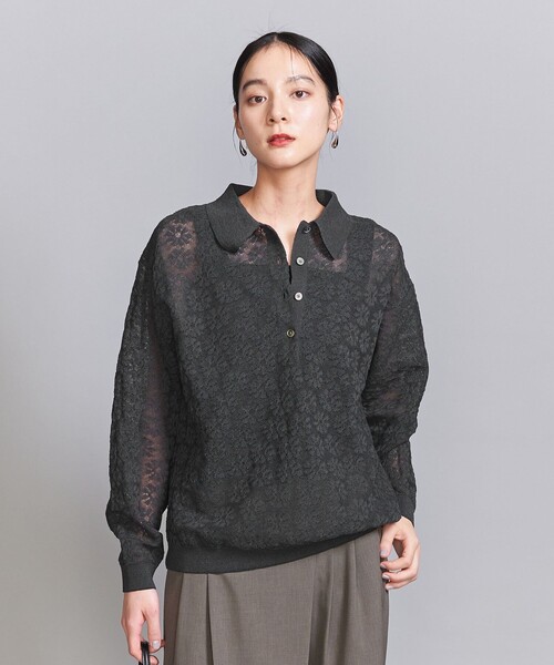 BEAUTY＆YOUTH UNITED ARROWS ニット スカシフラワー ポロニット 