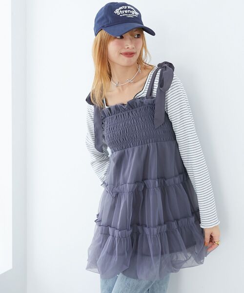 MAJESTIC LEGON（マジェスティックレゴン） チュニック 肩リボン