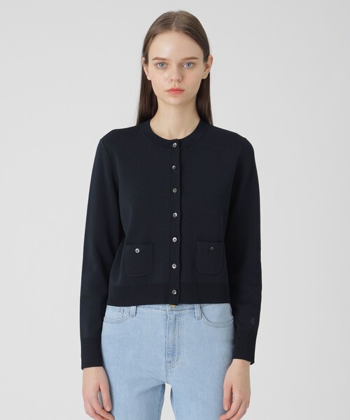 BURBERRY BLUE LABEL◆カーディガン(薄手)/38/コットン/BLK/無地 BURBERRY BLUE LABEL(バーバリーブルーレーベル) / カーディガン