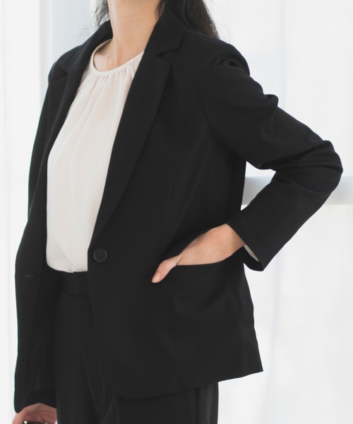 スーツ 「オフィスカジュアル/洗える/防シワ/UV/花粉防止」シンプル