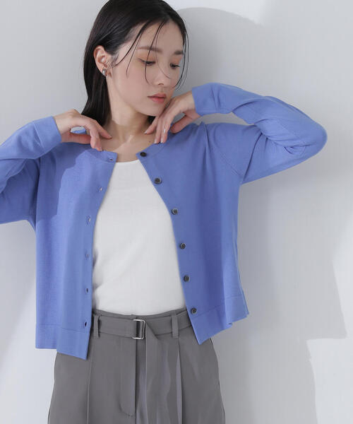 「NATURAL BEAUTY BASIC」 ニットカーディガン FREE ネイビー レディース ベーシックカーディガン クルーネックニット | NATURAL BEAUTY