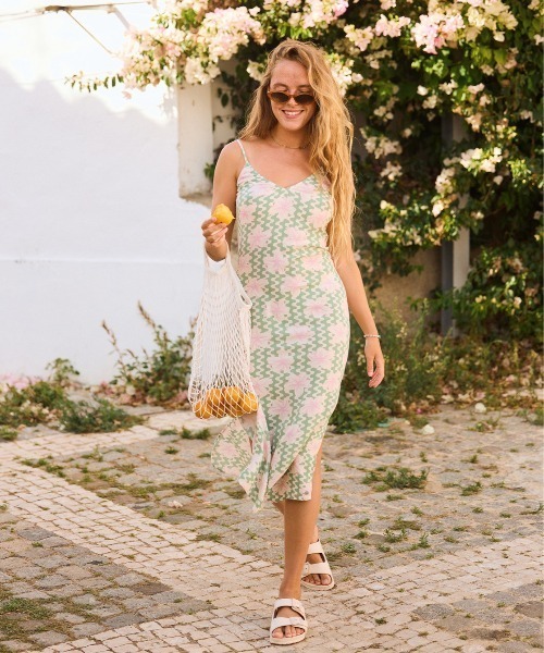 ROXY ワンピース STAY SUNNY SLIP DRES /ロキシーハイビスカス柄