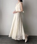 ワンピース ショルダーリボンフラワージャガード...の詳細画像5