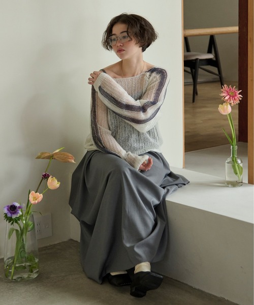 loin nuit ニット セーター sheer double line knit / シアーダブル