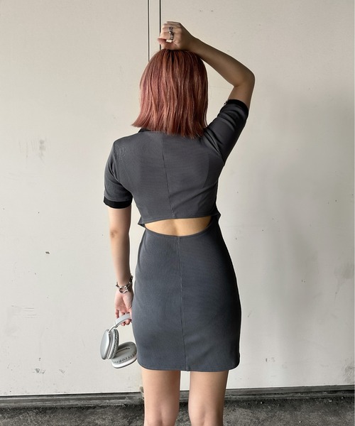 jiasecond. ワンピース 「jiasecond.」バックオープンポロミニワンピ