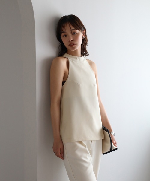 ENC タンクトップ ノースリーブ back design halterneck tank top