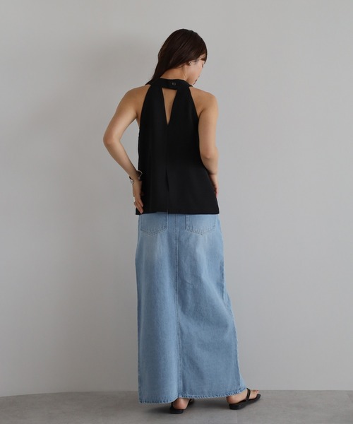 ENC タンクトップ ノースリーブ back design halterneck tank top