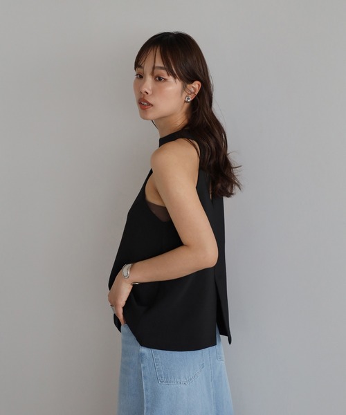 ENC タンクトップ ノースリーブ back design halterneck tank top